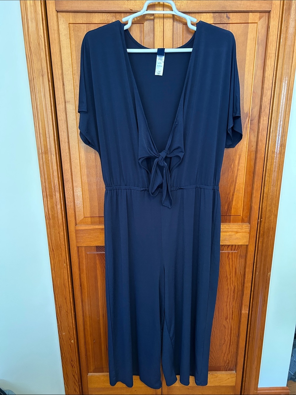 Swimsuits For All Navy Tie-Front Swimsuit Coverup Jumpsuit 18/20 EUC